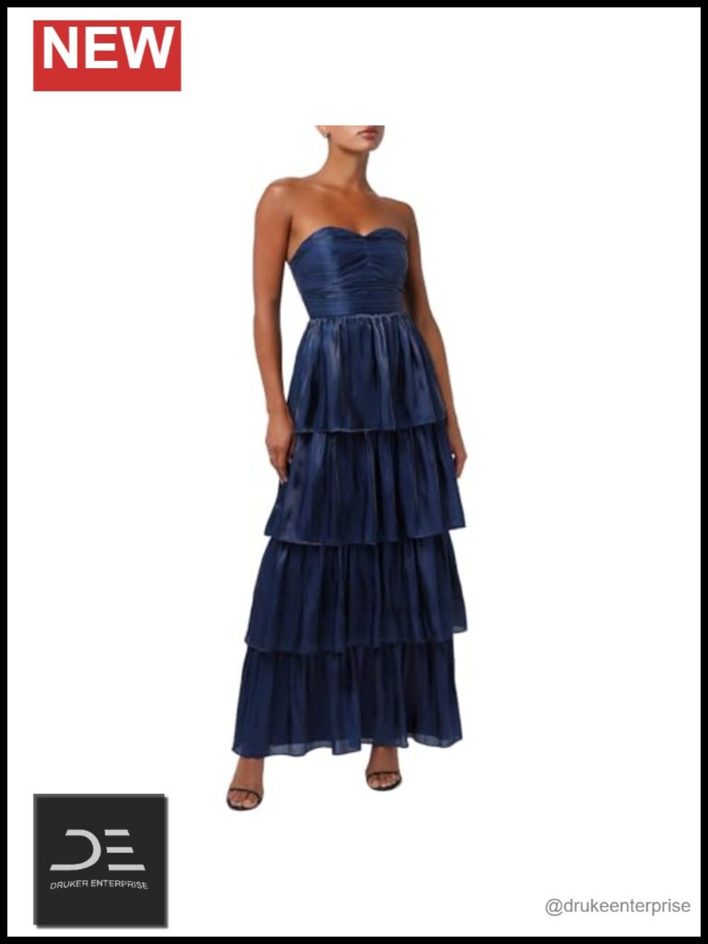 Satin Formal Maxi Dress Sweetheart Strapless Tiered A-Line Wedding